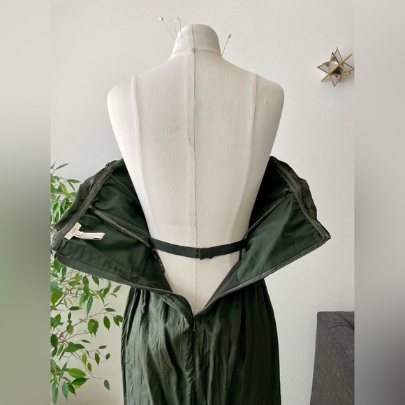 J.Crew Crinkled 100% silk Arabelle dress. Dark green size 10 - Picture 5 of 12